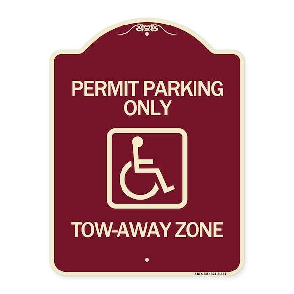 Signmission Accessible Permit Parking Tow-Away Zone W/ Heavy-Gauge Aluminum Sign, 24" x 18", BU-1824-24354 A-DES-BU-1824-24354 - main